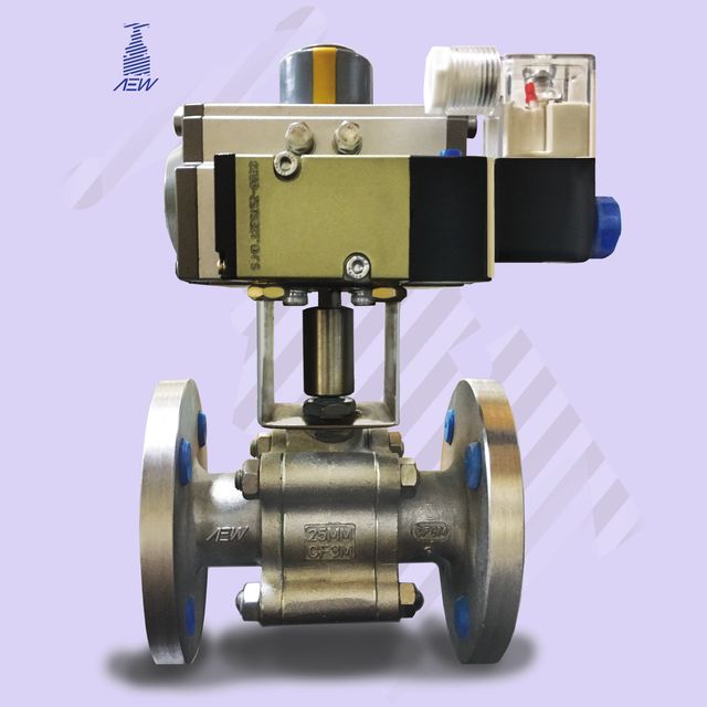 AEW flanged ball valve with pneumatic actuator